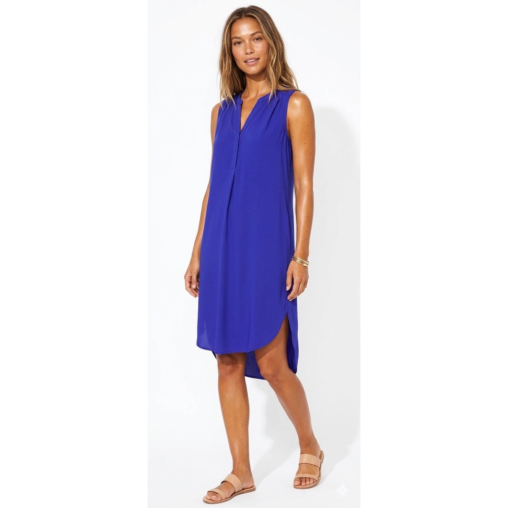 Cupio Royal‎ Purple Sleeveless V-Neck High-Low Shift Dress Size Small